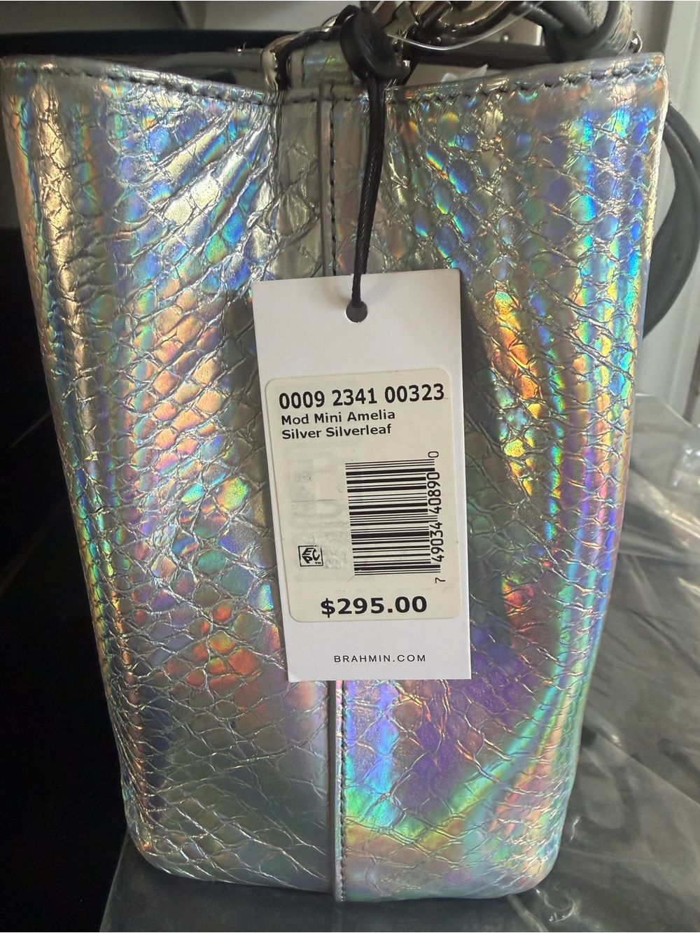 Brahmin Silver Silverleaf Iridescent Mod Mini Amelia -BNWT - Picture 5 of 9
